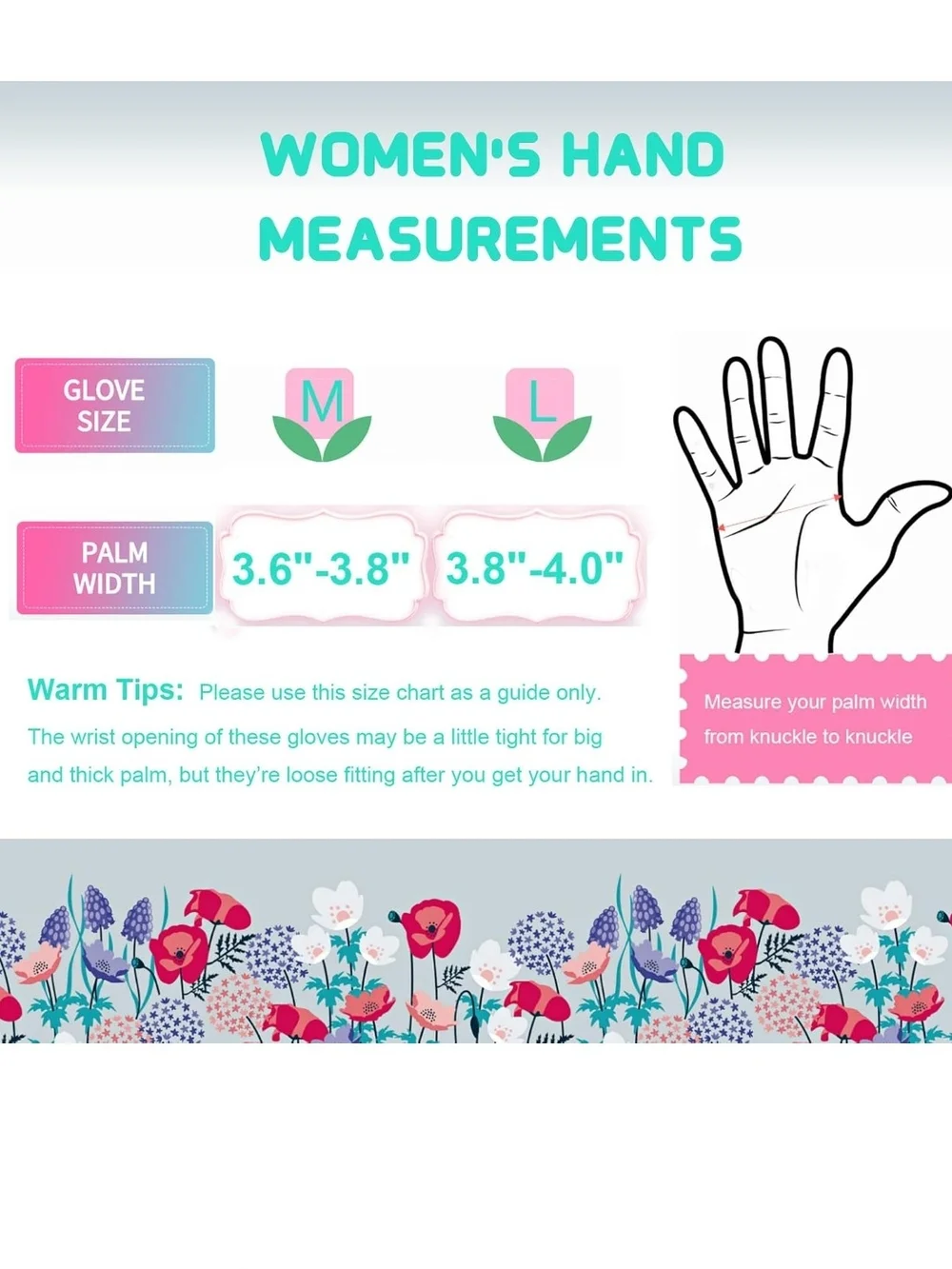 Women's Medium JUMPHIGH Floral Garden Gloves (Set of 4)